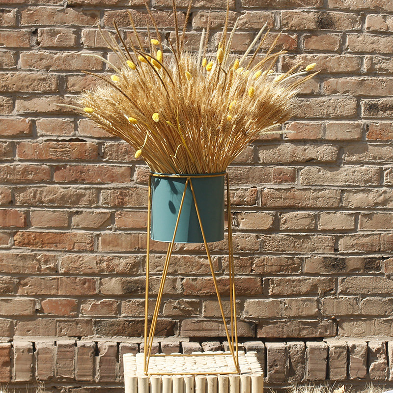 Barley Spike Dried Flower Nordic Decorative Ornament Photography Props Clothing Store Window Display Decoration Iron Art Flower Basket Landing