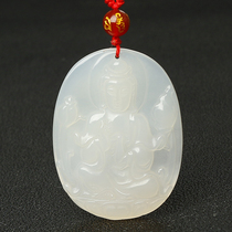 Natural White Jade Medullary Bottle Guanyin Pendant Male Necklace Watercrystal Ornament Gift this life Buddha Pendant pendant 1