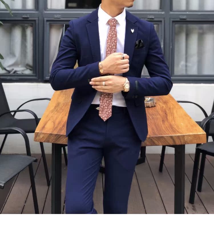 2018 mới đơn giản màu sắc đơn giản quý ông phù hợp với bộ đồ vest nam Slim thời trang nhỏ phù hợp với bộ đồ hai mảnh 4 màu vest nam