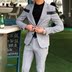 2018 mùa thu lớn kẻ sọc phù hợp với phù hợp với thời trang khâu thiết kế houndstooth slim phù hợp quần dài nam Suit phù hợp