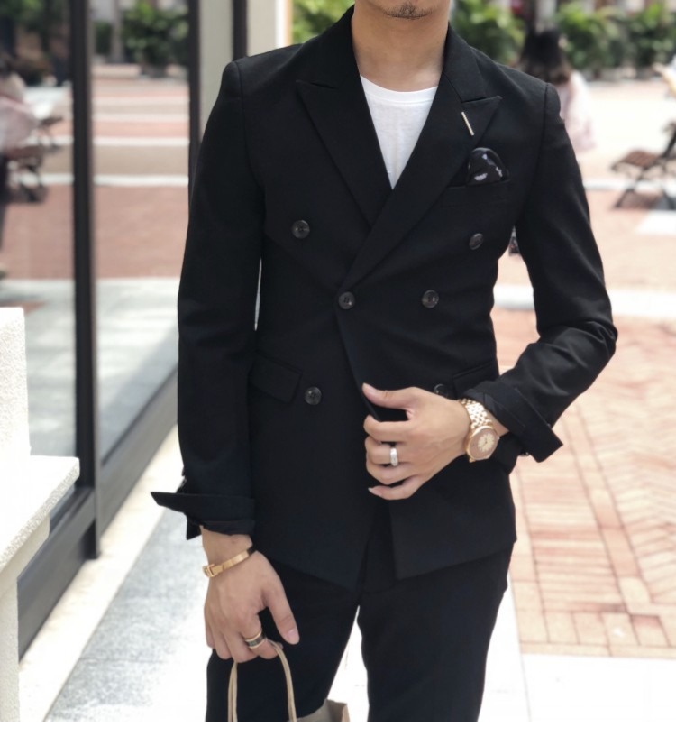 2018 quý ông Hàn Quốc cơ bản phù hợp với bộ đồ đôi ngực phù hợp với thời trang Anh mỏng phù hợp với bộ đồ hai mảnh áo vest nam hàn quốc