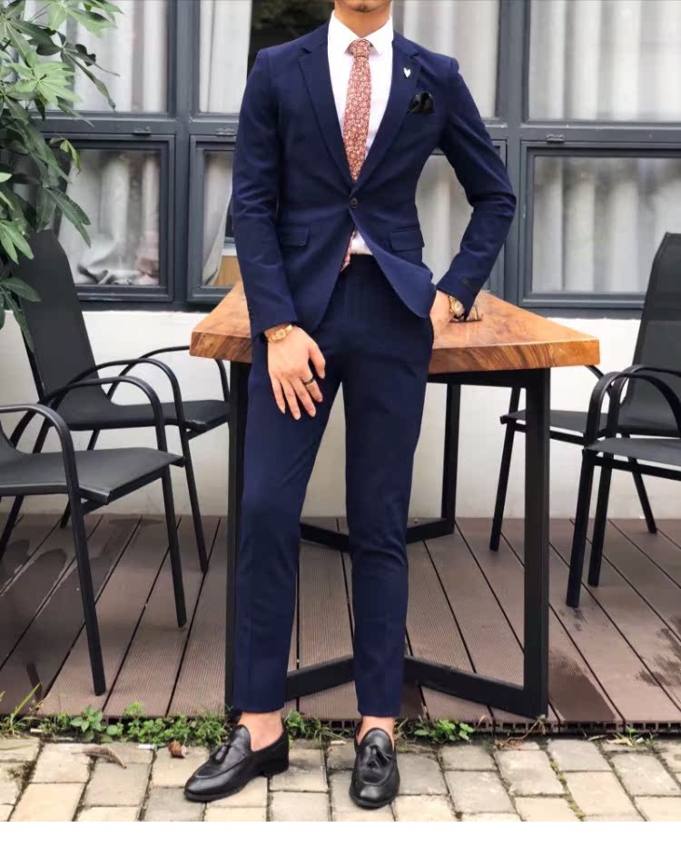 2018 mới đơn giản màu sắc đơn giản quý ông phù hợp với bộ đồ vest nam Slim thời trang nhỏ phù hợp với bộ đồ hai mảnh 4 màu vest nam