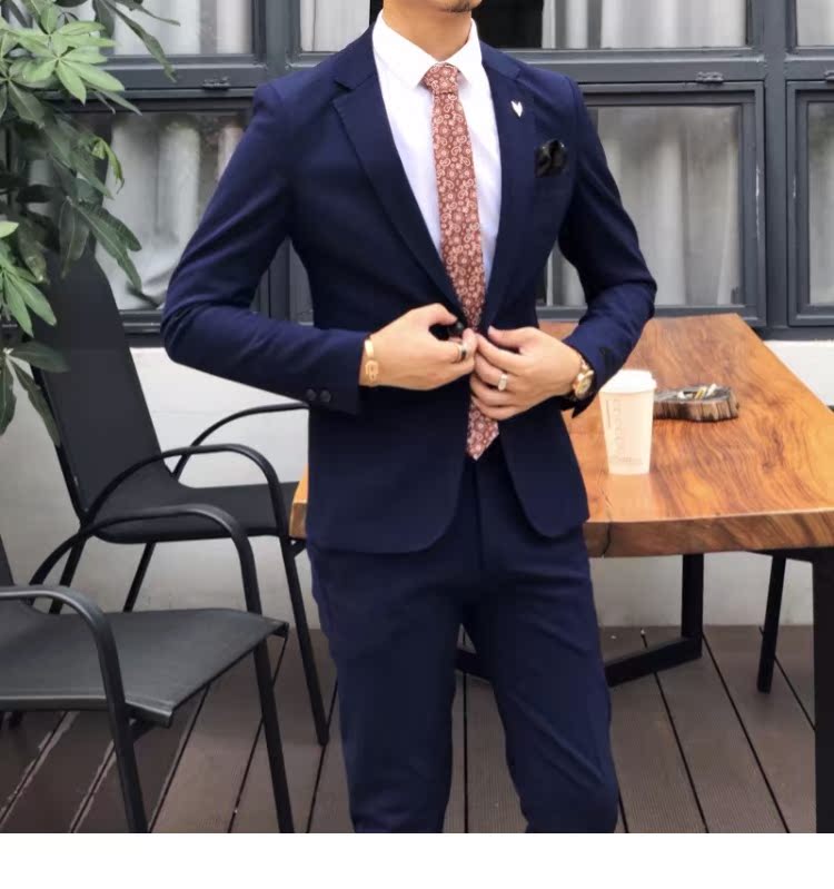 2018 mới đơn giản màu sắc đơn giản quý ông phù hợp với bộ đồ vest nam Slim thời trang nhỏ phù hợp với bộ đồ hai mảnh 4 màu vest nam