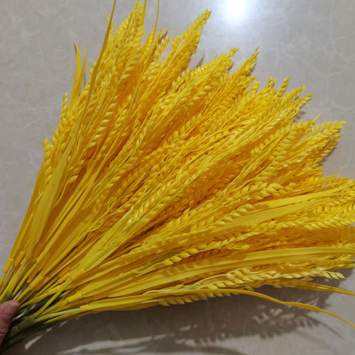 Hot selling full yellow simulation rice ear paddy dry flower barley wheat ear fake rice rice wheat flower silk flower
