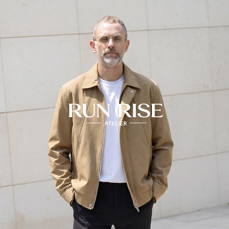 Run Rise Italian-Style High-End Harrington Jacket with a Premium Feel, Men's Short Lapel Jacket for Spring and Autumn, Old Money Style Workwear Coat