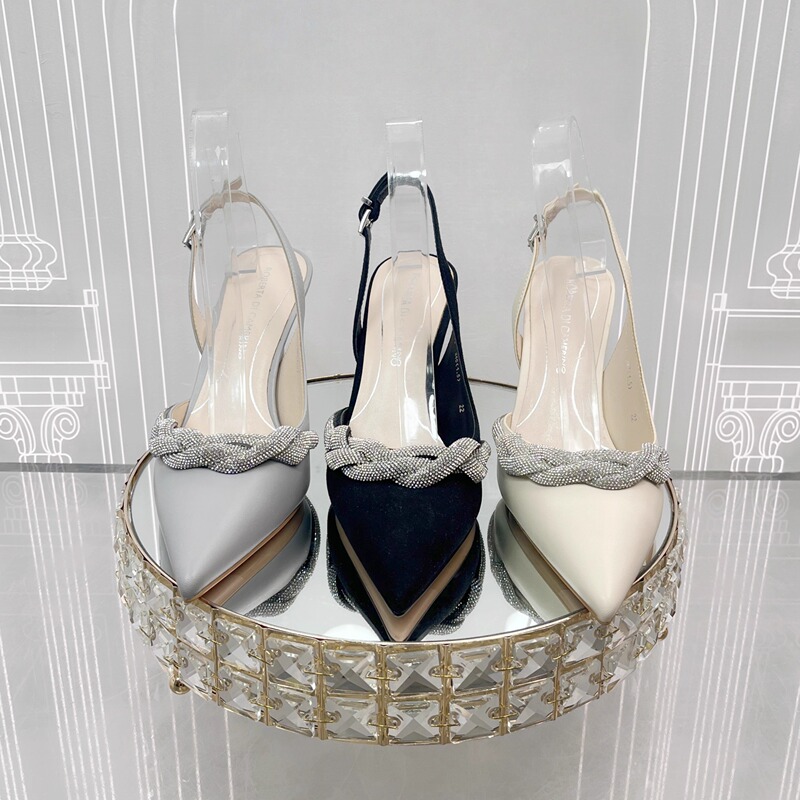 Authentic Roberta Women's Shoes Rm227513 Summer Style Rhinestone Stiletto Pointed Toe Sandals