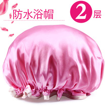 Double waterproof shower cap Adult female bathing hair cover Female shower head cover hat Bathing hair set hair cap