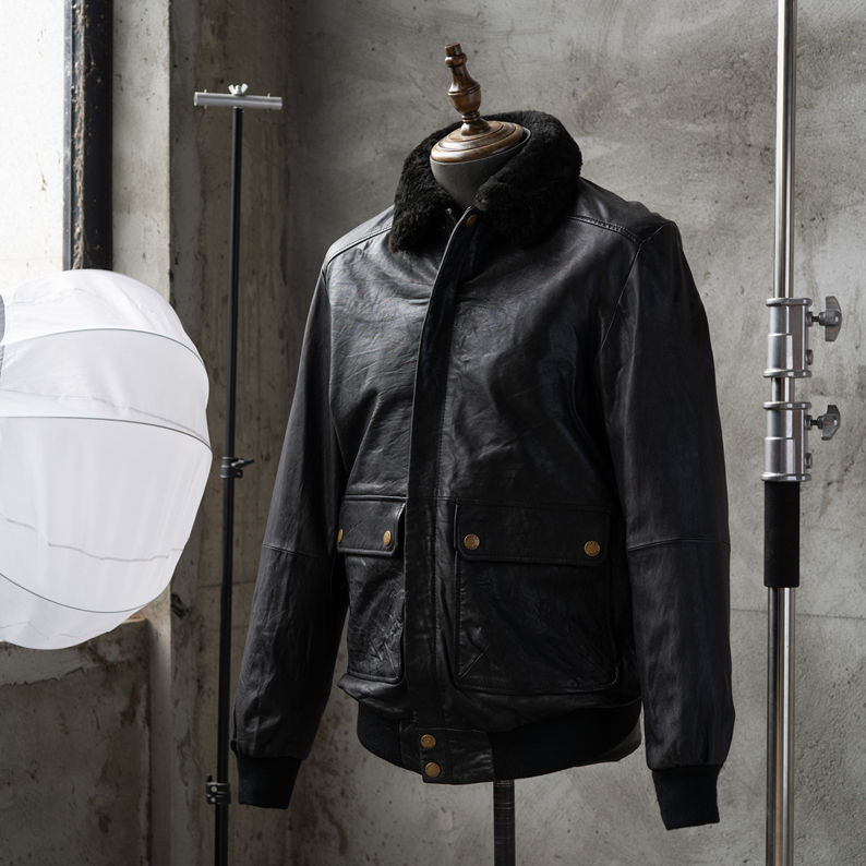 Export Genuine Vegetable-Tanned Sheepskin Men's Bomber Jacket with Wool Collar Leather Jacket