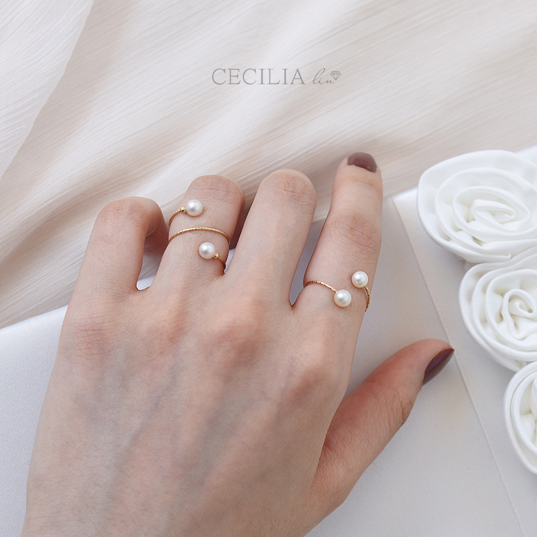 Wash your hands without picking up CECILIA NATURAL FRESH WATER PEARL 14k BAG BRIEF Opening Ring Ring Female without dropping color