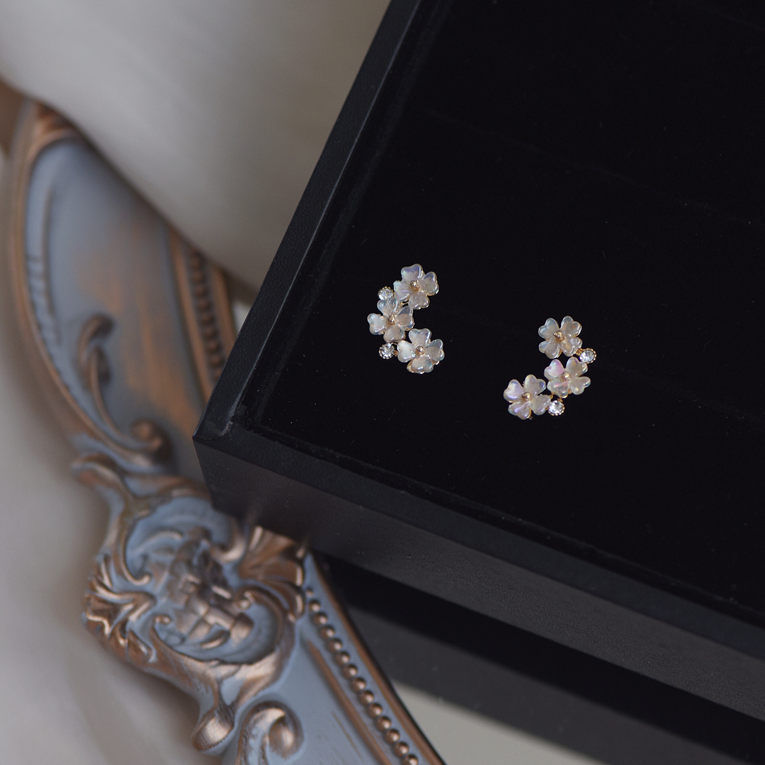 CECILIA value into the feedback section ins girl shell flower earrings ear clip simple personality sweet new trend