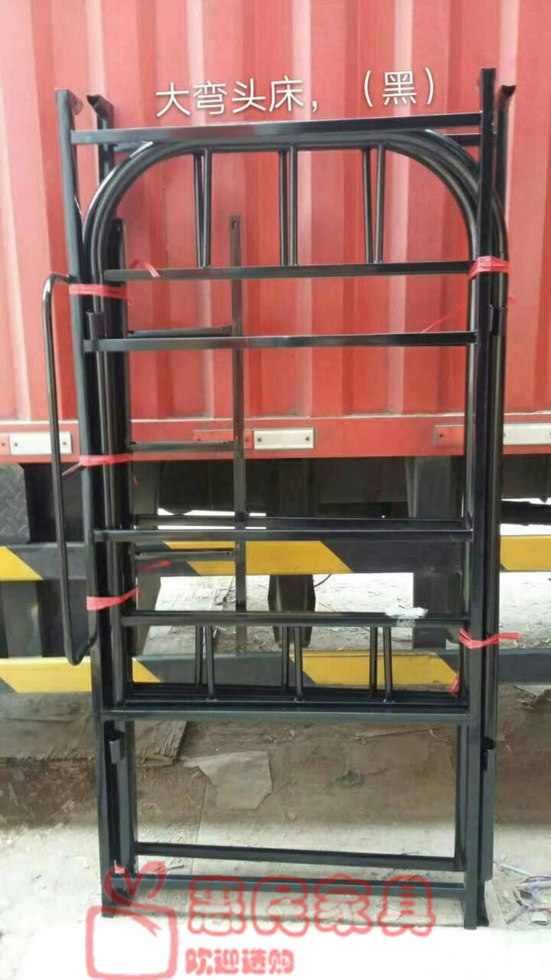Thâm Quyến nhân viên bunk giường sắt giá cả phải chăng và bền trên lớn uốn cong ống đen dày 50 - Giường giường gỗ ép