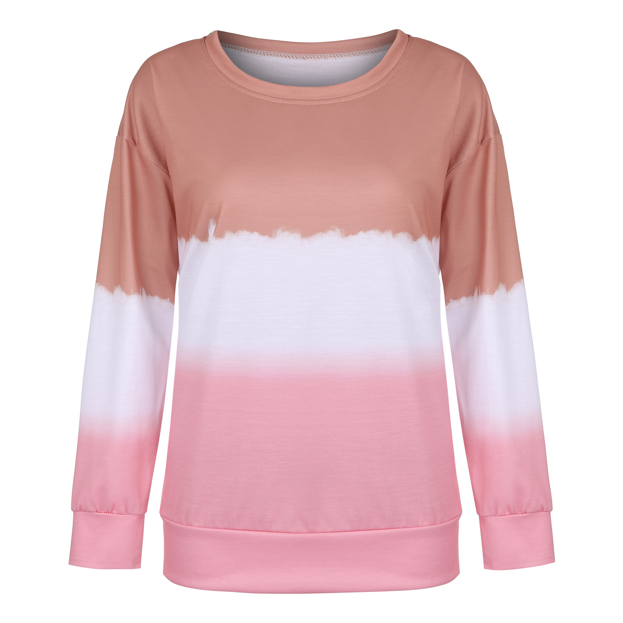 women's printed tie-dye gradient long-sleeved round neck T-shirt sweater NSYF1843