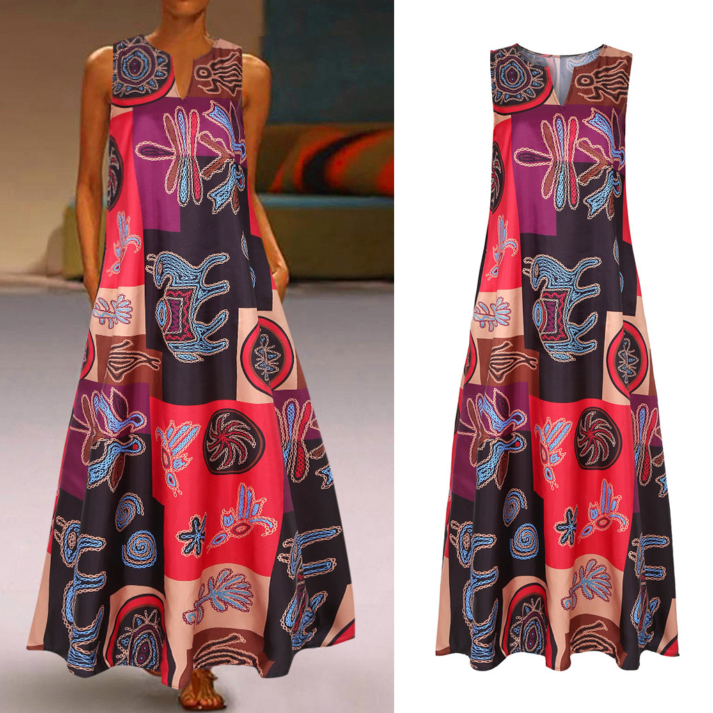 Women's Regular Dress Classic Style Round Neck Sleeveless Printing Midi Dress Masquerade display picture 2