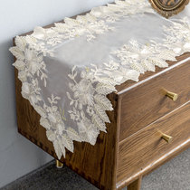 Lace beige TV cabinet cover table flag lace modern Korean fabric coffee table shoe cabinet cover cloth embroidery beige