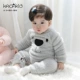 Mùa thu và mùa đông quần áo trẻ em nam và nữ bé con chó con sang trọng dễ thương kiểu Xiêm mũ bé san hô lông cừu romper đồ ngủ đồ liền thân cho bé