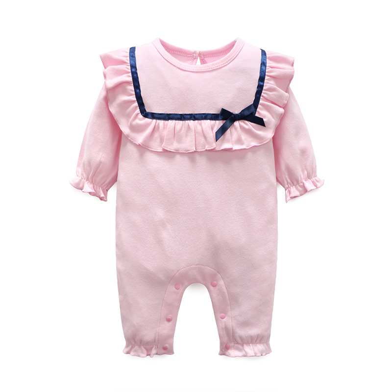 Bé onesies mùa xuân và mùa hè bông nam giới và phụ nữ bé công chúa lá sen ren quần áo trăng tròn trăm ngày rượu vang đỏ áo choàng