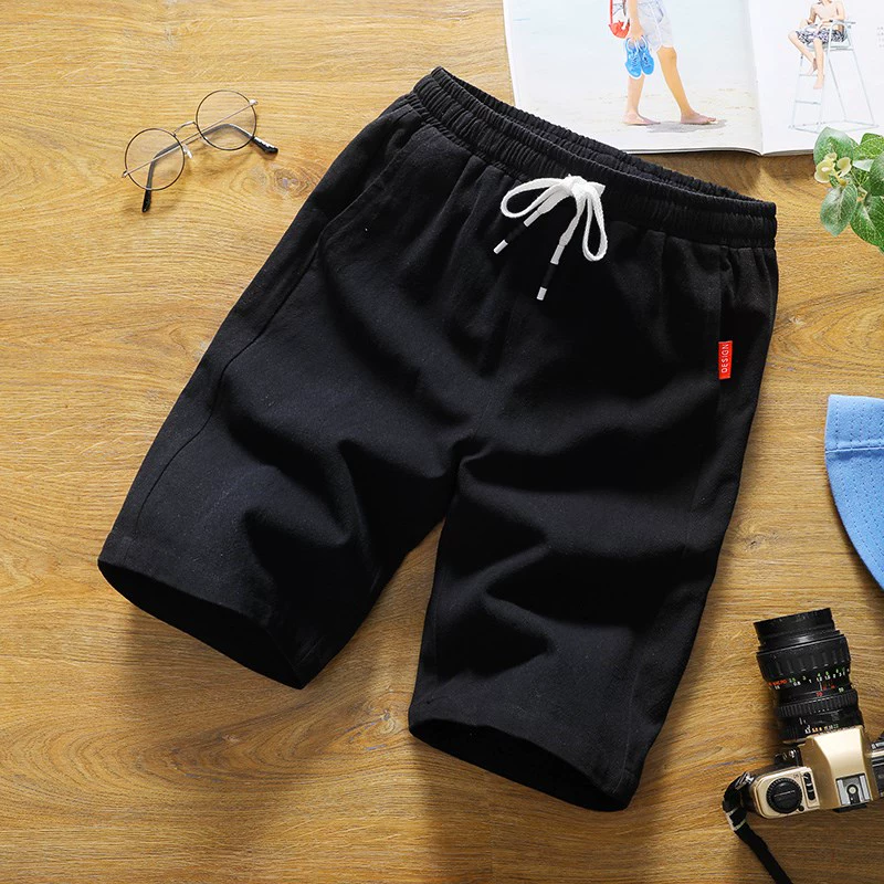 Thời trang nam quần short nam mùa hè hè mỏng manh co giãn bảy điểm trắng thun eo thể thao 7 điểm quần
