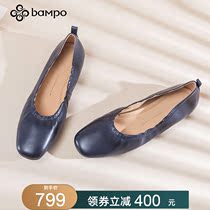 Half Sloppy Head Layer Cow Leather Womens Shoes New Special Cabinets The Same Soft Leather Flat Bottom Single Shoes Black Career Working Soft Bottom Shoes