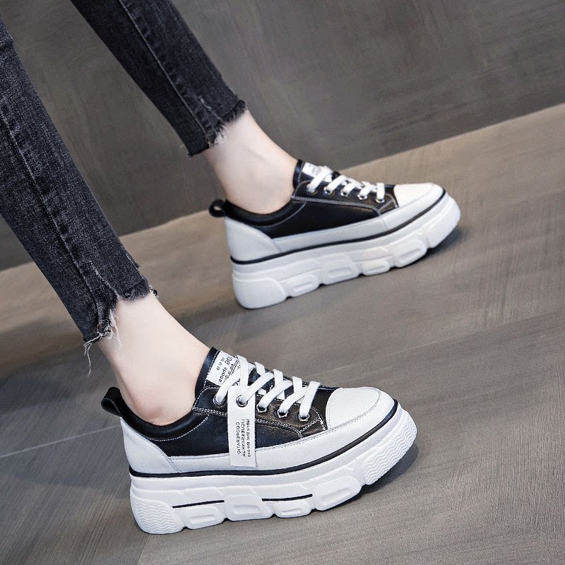 Korean trendy brand 2022 spring women's small white shoes inner heightening board shoes all-match thick-soled shoes casual muffin shoes women