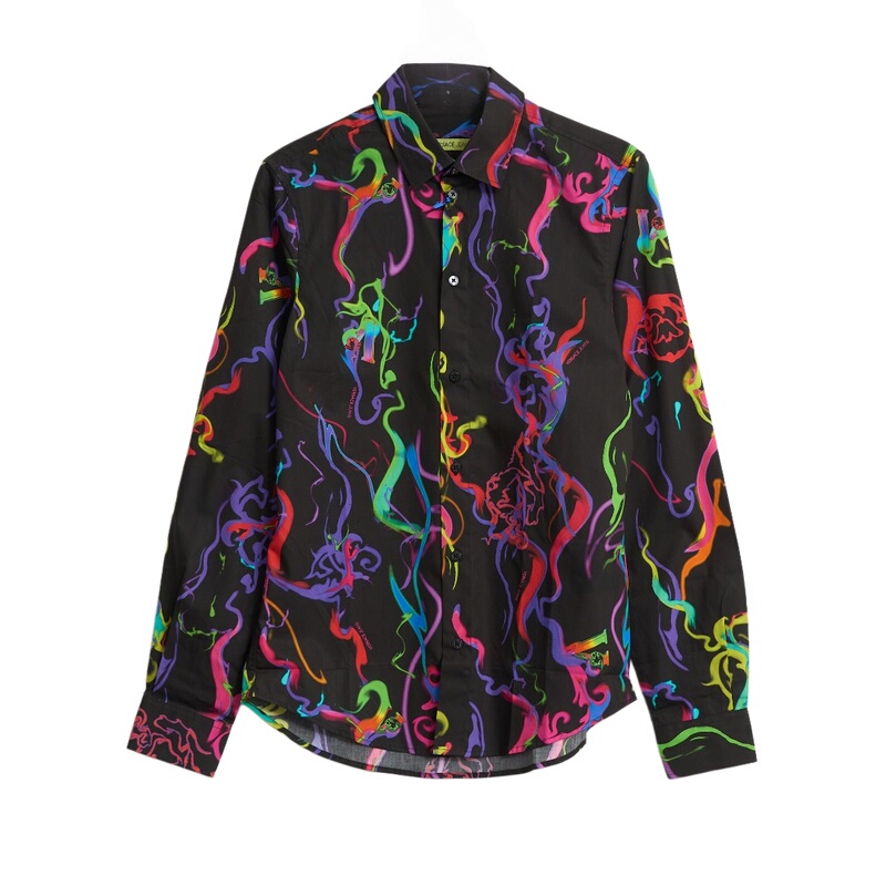 Versace/Versace Men's Artistic Colorful Print Long Sleeve Shirt Silver Mall Department Store 301596