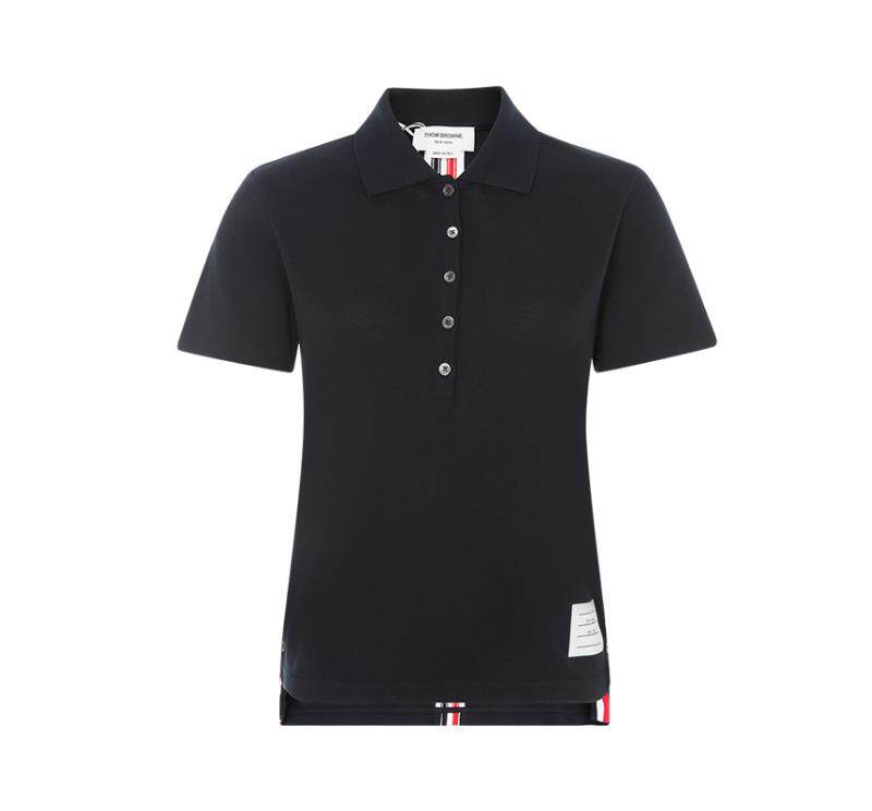 Рубашки поло thom browne 女士纯色单排扣套头设计半袖休闲polo衫