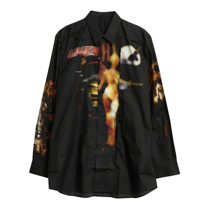 Givenchy Givenchy Men's Cotton Long-Sleeved Shirt with Artistic Portrait Print Top Yintai 301596