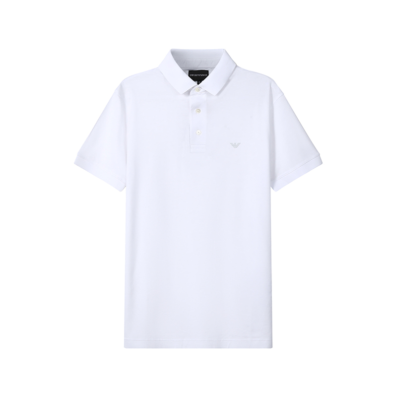 Armani Ea Men's Short-Sleeved Polo Shirt with Eagle Logo Pattern, Silver Plaza Department Store 300095