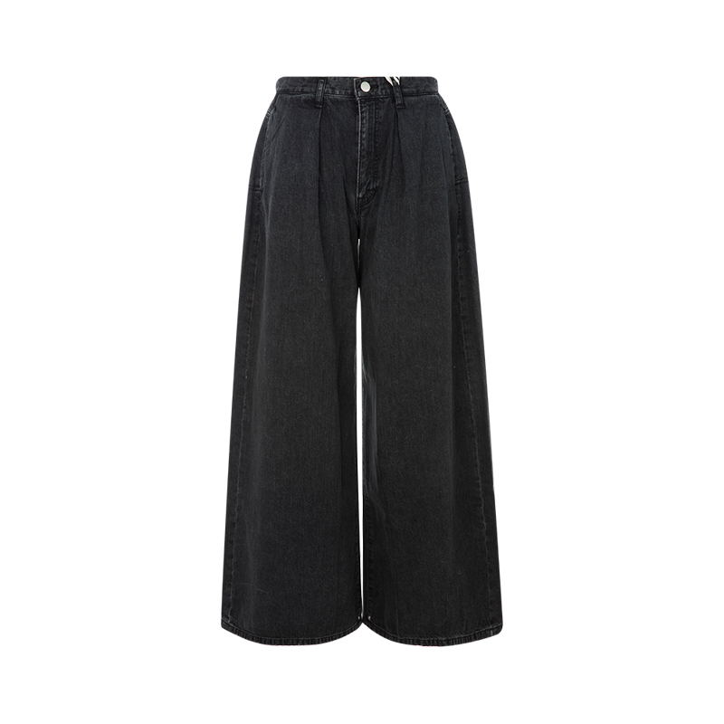 [Discount] Perverze Spring Women's Cotton Denim Trendy Pleated Wide-Leg Pants Jeans