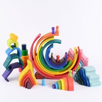 Wooden forest Rainbow House arched assembly color stacked music early childhood building blocks childrens toys Toy blocks