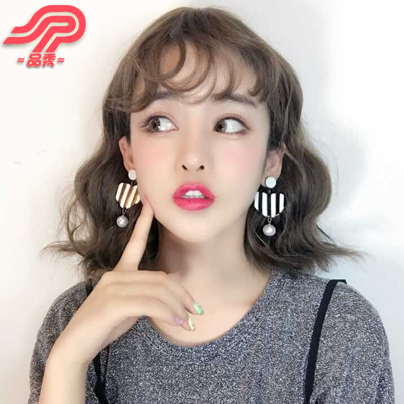 Pinshow Wig Female Short Hair Fluffy Shave Lady Short Hair Korean