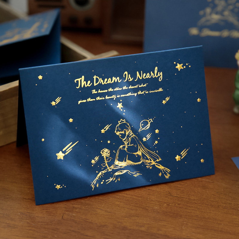 Small Days Without Flipping A Little Prince Rose Bronzed Greeting Card Envelope Letter Paper Birthday Gift Cards Advanced Sensation-Taobao