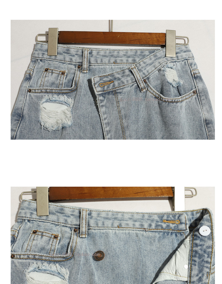 Tang Yi với chân váy denim nữ mùa hè 2019 mới denim không đều váy xẻ eo cao bất đối xứng - Váy chân váy len dài
