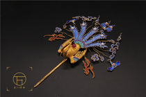 Wanbaode silk inlay ancient method handmade sterling silver 9999 Silver gold-plated fired enamel headwear jewelry hairpin hairpin hairpin hairpin