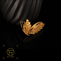 Silver press placket button 925 gilt gold brooch pendant DIY accessories ancient method handmade gold and silver jewelry