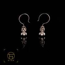 Pure silver ancient method hand-carved palace style Han clothing Ming Dynasty clothing earrings earrings copy with gilt gold earrings