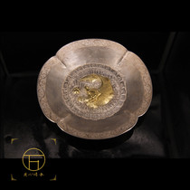 Wanbao De Gu method handmade sterling silver gilt chisel ichthyosaur plate decoration utility melon fruit plate gold and silver ware