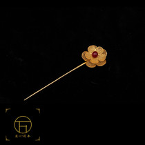 Ming Dynasty jewelry Hanfu headdress Ancient crew Hanfu jewelry Hanfu accessories silver gold-plated gem hairpin silk inlay