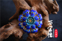 Wanbaode silk inlay 925 silver silk enamel hat flower DIY accessories hair ornaments burnt blue hat flower pendant accessories