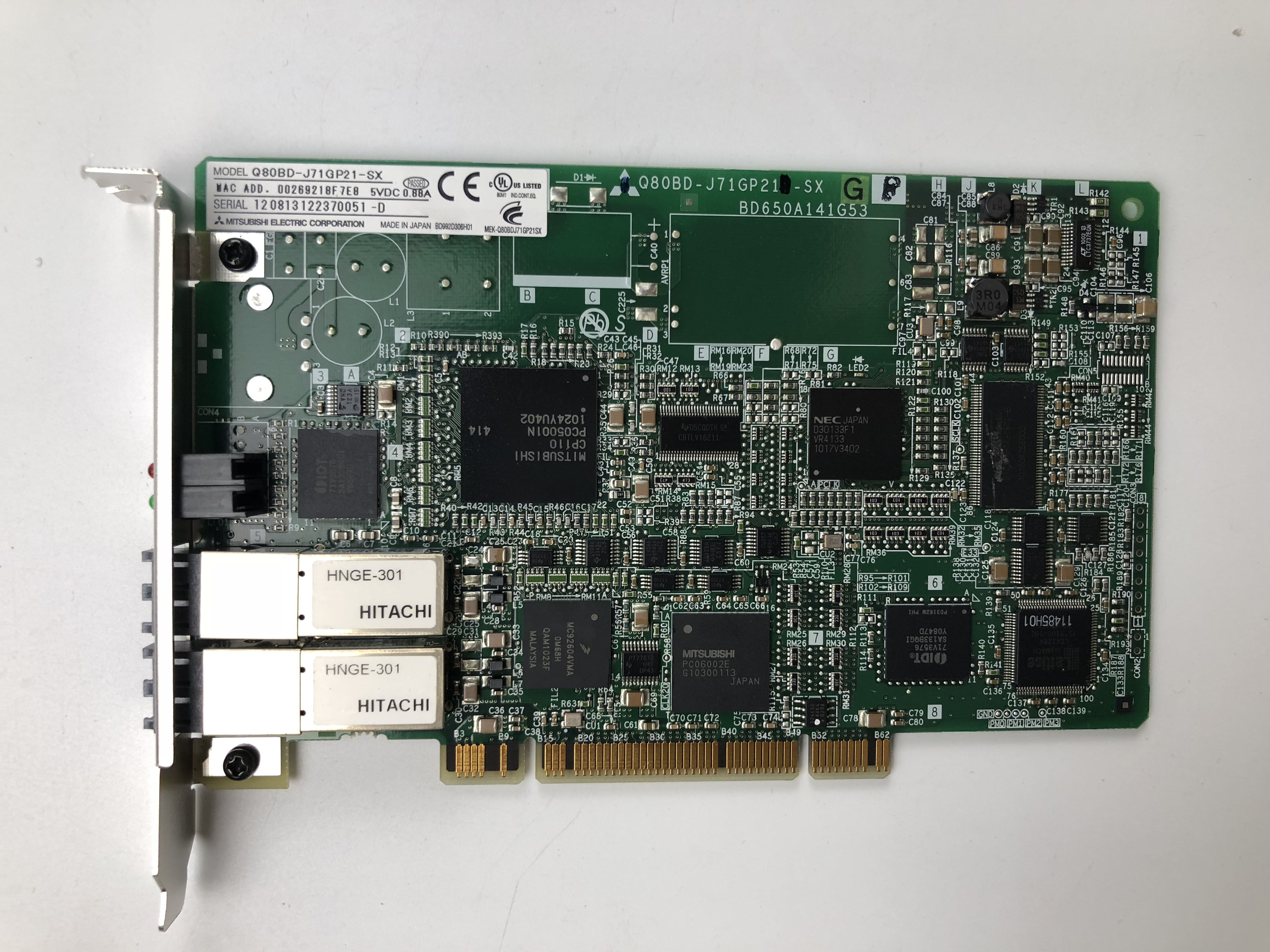 Original Loaded PLC Module PC End Optical Fiber Communication Board Q80BD-J71GP21-SX Base brand new