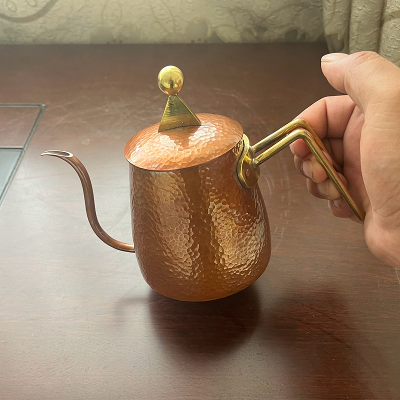 Hand-Pour Copper Coffee Pot Drip Filter Cup Set Home Coffee Brewing Equipment Outdoor Camping Gear Coffee Pot