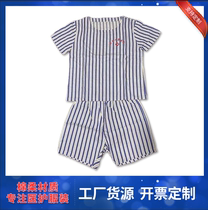 Mental hospital sick uniform pajamas Summer short-sleeved mens and womens shirts Easy to wear off winter cotton patient suit Long-sleeved suit