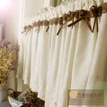 West Orange American Countryside Coffee Blinds Garden Pure Cotton Embroidery Curtains Kitchen half-curtain Short-curtain free of perforated doors blinds