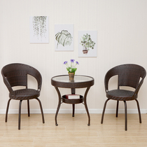 Rattan chair three-piece set balcony small table and chair tea table rattan chair backrest chair simple courtyard leisure outdoor table and chair combination