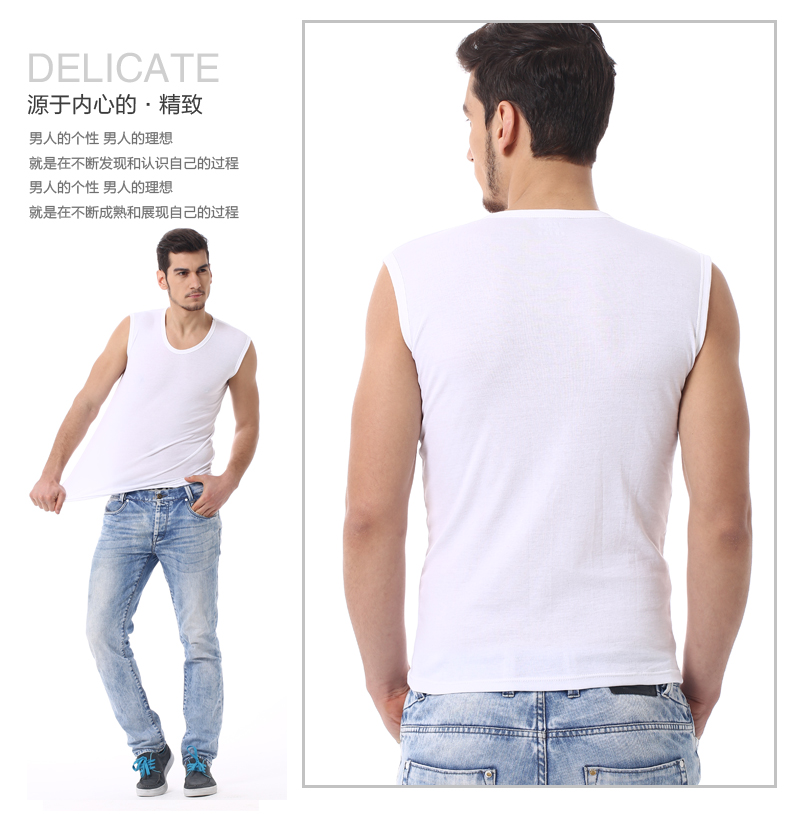 Của nam giới phong cách triều nam áo sơ mi mùa hè phần mỏng cotton mồ hôi thấm không tay rộng vai vest thể thao vest nam triều