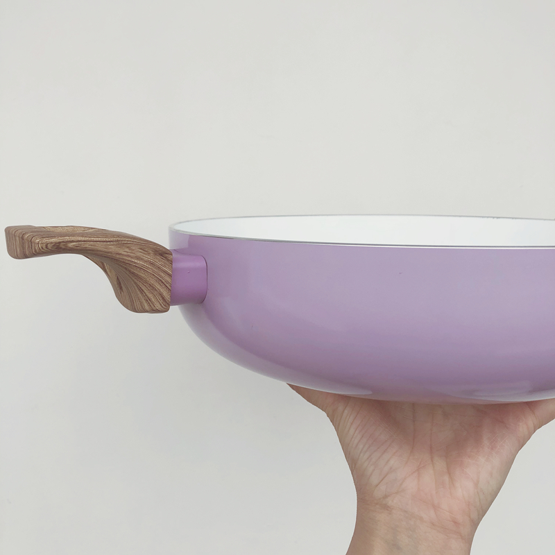 Spirit Cherry Blossom Purple 26cm inner Ceramic deep frying pan Non-stick pan with lid Non-induction cooker SF