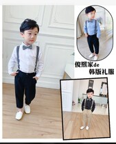 Boys White Shirt Black Strap Pants Set Cotton 2021 Spring Summer Dress Childrens Performance Hank