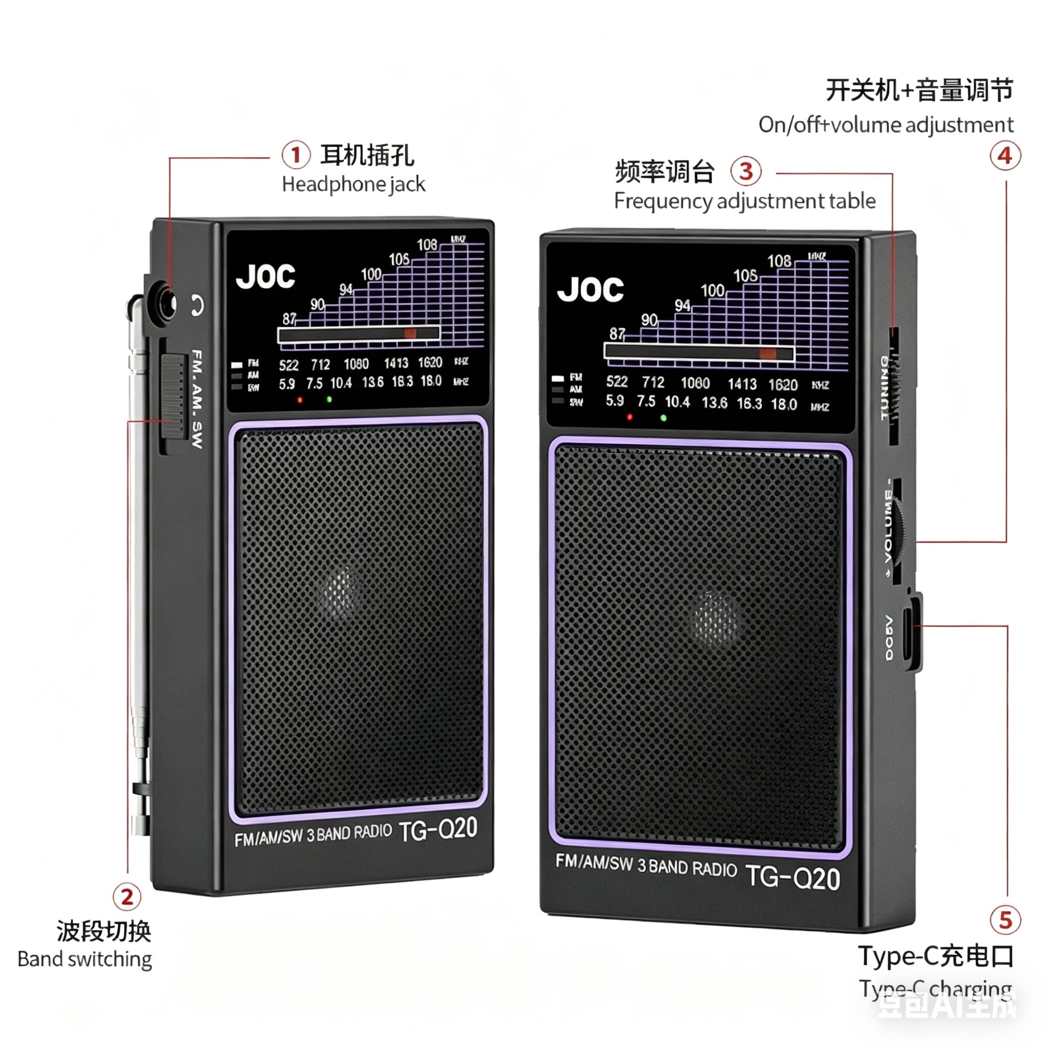 百元级神机!JOC便携充电收音机,断电断网也能听全球电台_收音机_淘宝数码网