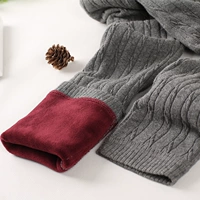 Mùa thu và mùa đông của phụ nữ dệt kim len xoắn xà cạp hai lớp cộng với nhung dày ấm áp bên ngoài mặc quần chín quần chân quần áo nữ trung niên