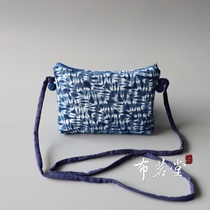 Bu Ming Tang tie-dye cross-body mobile phone small bag handmade tie-dye plant indigo dyeing