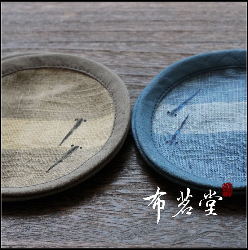 Bu Ming Tang Ink Small Fish Coaster Hand dyed bamboo hemp single layer thin coaster